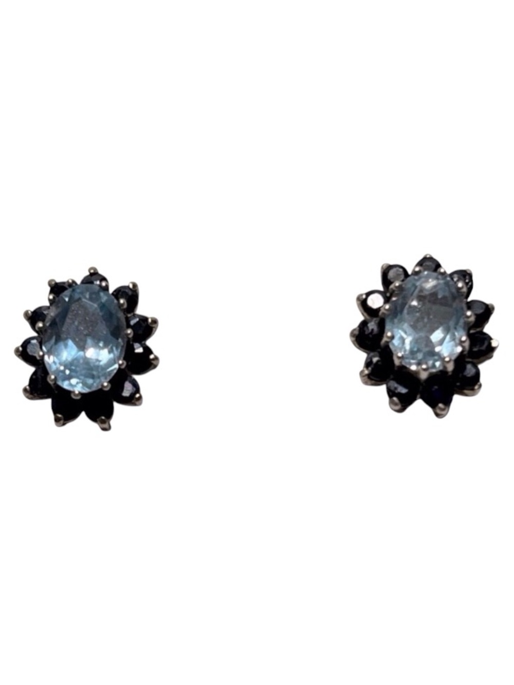 Sterling Silver Post Earrings with Faux Blue Topaz and Sapphire stones.